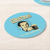 クリスマス：そろそろ着く時間だすてき ラウンドペーパーコースター (アングル)