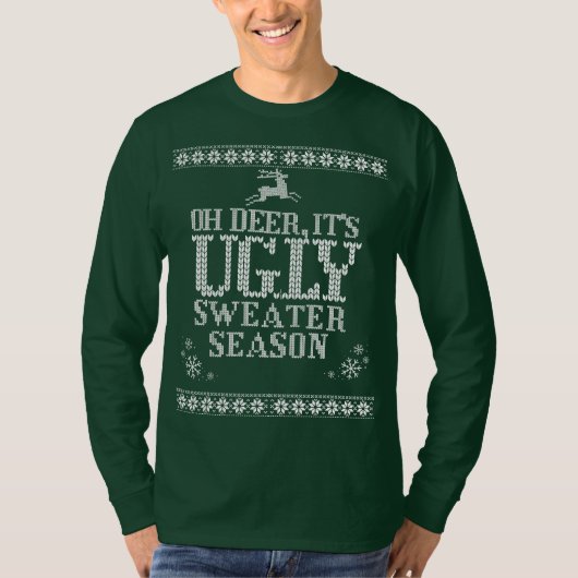 クリスマス ださいセーターTシャツ Tシャツ (正面)