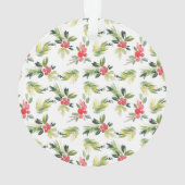 クリスマス|のヴィンテージのヒイラギ、果実及びマツパターン オーナメント (裏面)