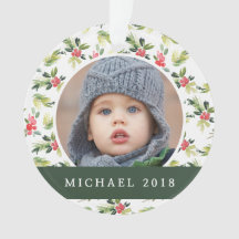 クリスマス|のヴィンテージのヒイラギ、果実及びマツパターン