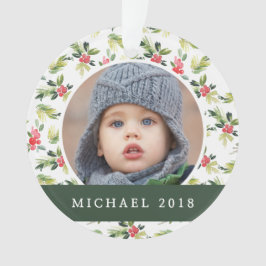 クリスマス|のヴィンテージのヒイラギ、果実及びマツパターン オーナメント