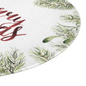 クリスマス|の水彩画-ヒイラギ及びヤドリギフレーム カッティングボード (角)