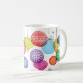 クリスマス|の水彩画-雪片のオーナメント コーヒーマグカップ (正面右)
