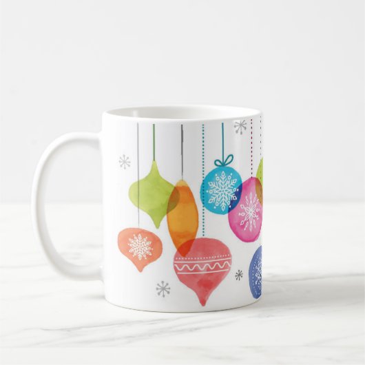 クリスマス|の水彩画-雪片のオーナメント コーヒーマグカップ (左)