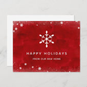 クリスマス|の赤い水彩画および雪の新しい住所 シーズンポストカード (正面/裏面)