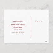 クリスマス|の赤い水彩画および雪の新しい住所 シーズンポストカード (裏面)