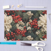 クリスマス/はっきりした休日の花、ベリー&葉 薄葉紙 (クラフト)