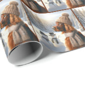 クリスマス・アイリッシュ・セッターと雪だるま ラッピングペーパー (ロールコーナー)