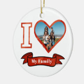 クリスマス・アイ・ラブ・マイ・ファミリーパーソナライズされた写真 セラミックオーナメント (左)