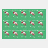 クリスマス・アパーソナライズされたメリカンフットボール ラッピングペーパーシート (正面)