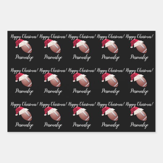 クリスマス・アパーソナライズされたメリカン・フットボールの包み  ラッピングペーパーシート (正面)