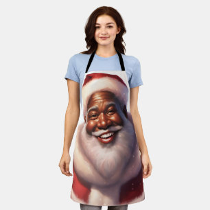 クリスマス・アフリカ系すてきアメリカ人サンタクロース エプロン