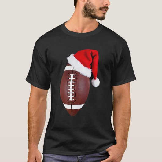 クリスマス アメリカンフットボール サンタの帽子 (1) Tシャツ (正面)