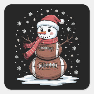 クリスマス アメリカンフットボール スノーマン Xmas スポーツ スクエアシール