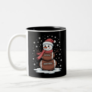 クリスマス アメリカンフットボール スノーマン Xmas スポーツ ツートーンマグカップ