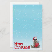 クリスマス・アライグマとプレゼント 便箋 (正面/裏面)