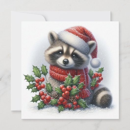 クリスマス・アライグマ クリスマスカード (正面)