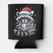 クリスマス・アライグマ・サンタ帽子・イルミネーション・冬 缶クーラー (正面)