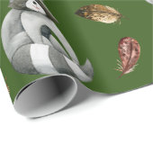 クリスマス・アライグマ |緑の折り返し紙 ラッピングペーパー (ロールコーナー)