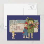クリスマス アンティーク 子供 イラスト 1920 (正面/裏面)