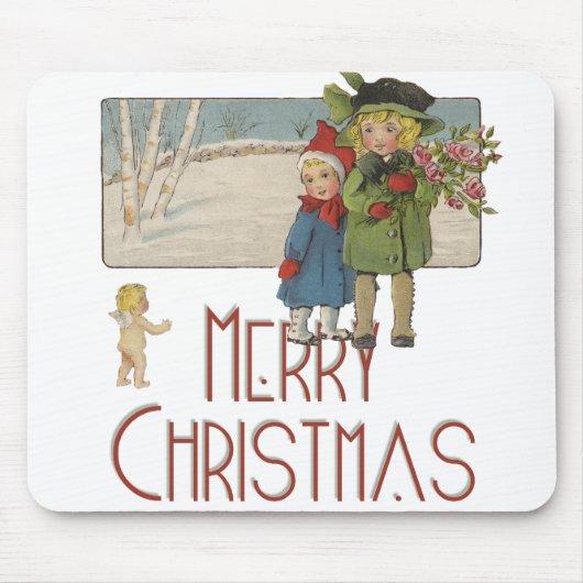 クリスマス アンティーク 子供 イラスト 1920 マウスパッド (正面)