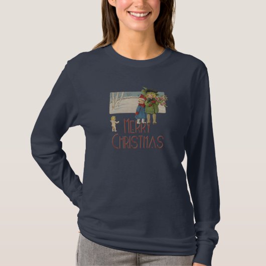 クリスマス アンティーク 子供 イラスト 1920 Tシャツ (正面)