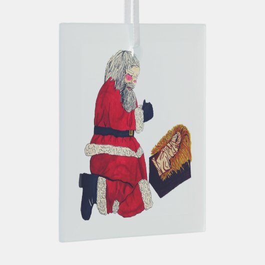 クリスマス・イエスとサンタ ガラスオーナメント (正面右)