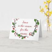 クリスマス・イエスのシーズンクリスチャンの理由 カード (黄色い花)