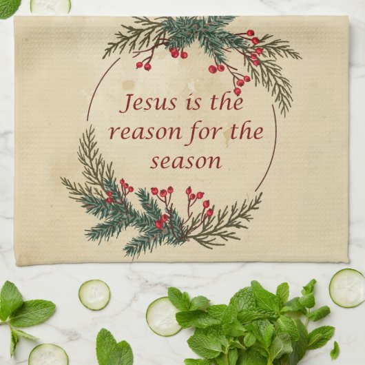 クリスマス・イエスの季節の理由 キッチンタオル (折り畳み)