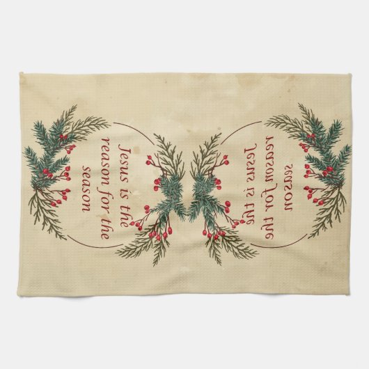 クリスマス・イエスの季節の理由 キッチンタオル (横)