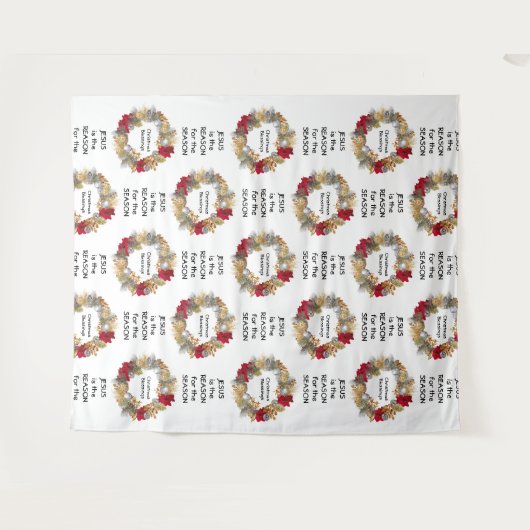 クリスマス | イエスの理由シーズン | フェスティバルリース タペストリー (正面(横))