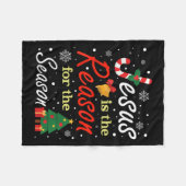 クリスマス イエスは季節の理由 クリスマス フリースブランケット (正面(横))