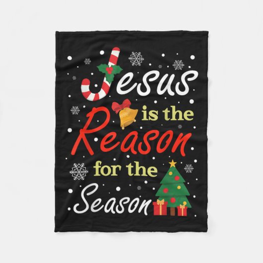 クリスマス イエスは季節の理由 クリスマス フリースブランケット (正面)