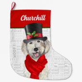 クリスマス・イエロー・ラブラドール（犬の名前） ラージクリスマスストッキング (正面)