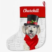 クリスマス・イエロー・ラブラドール（犬の名前） ラージクリスマスストッキング (裏面)