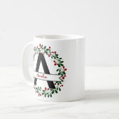 クリスマス+イニシャル+名入れ コーヒーマグカップ (正面左)