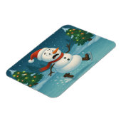 クリスマス+イブにアイススケートをするおかしい雪だるま マグネット (左側)