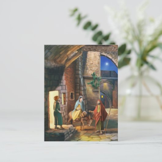 クリスマス・イブにロバと共にマリアとヨセフ シーズンポストカード (スタンド正面)