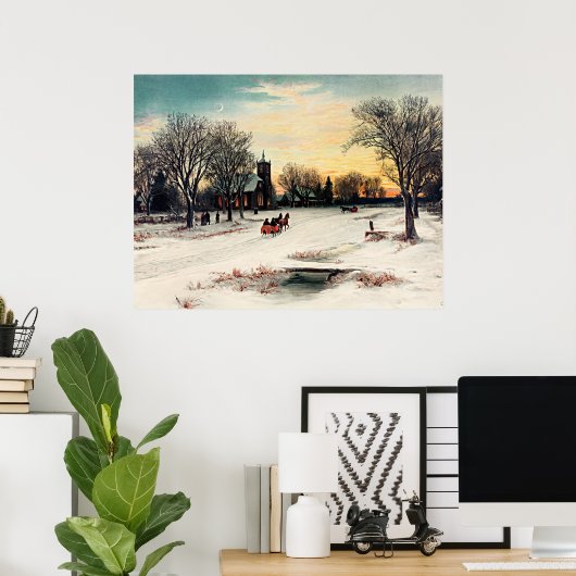 クリスマス・イブ1889年、ヴィンテージ絵画ズ ポスター (ホームオフィス)