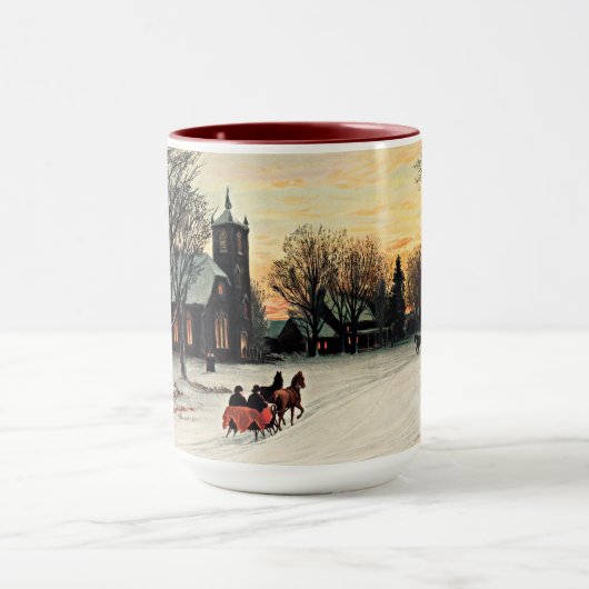 クリスマス・イブ1889年、ヴィンテージ絵画ズ マグカップ (中央)