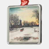 クリスマス・イブ1889年、ヴィンテージ絵画ズ メタルオーナメント (左)
