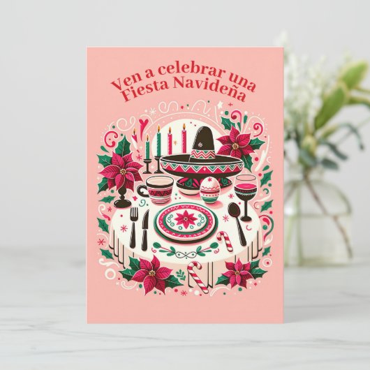 クリスマス・イブ パーティーのご招待スペイン語 招待状 (スタンド正面)