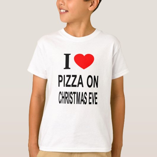クリスマス+イブ+ピザ大好き Tシャツ (正面)