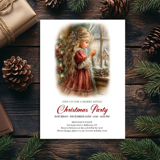 クリスマス+イブ+招待状 かわいい 女の子 クリスマス シーン 招待状