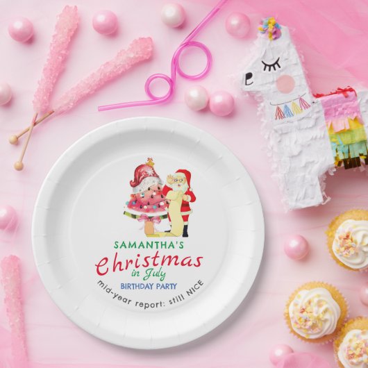 クリスマス・イン・ジュライ いたずらっ子/いい子 幼児の誕生日 ペーパープレート (パーティー)