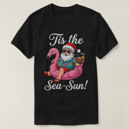 クリスマス+イン+ジュライ | おもしろビーチサンタのフラミンゴ Tシャツ