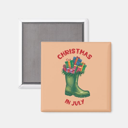クリスマス+イン+ジュライ、サンタの幸せのブーツ マグネット (正面/裏面)