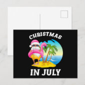 クリスマス・イン・ジュライ サンタ フラミンゴ プール サマー シーズンポストカード (正面/裏面)