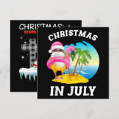 クリスマス イン ジュライ サンタ フラミンゴ プール サマー 招待状 (正面/裏面)