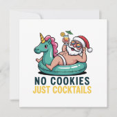 クリスマス・イン・ジュライ サンタ 夏のクリスマス ただのカクテル いいえクッキーなし シーズンカード (正面)
